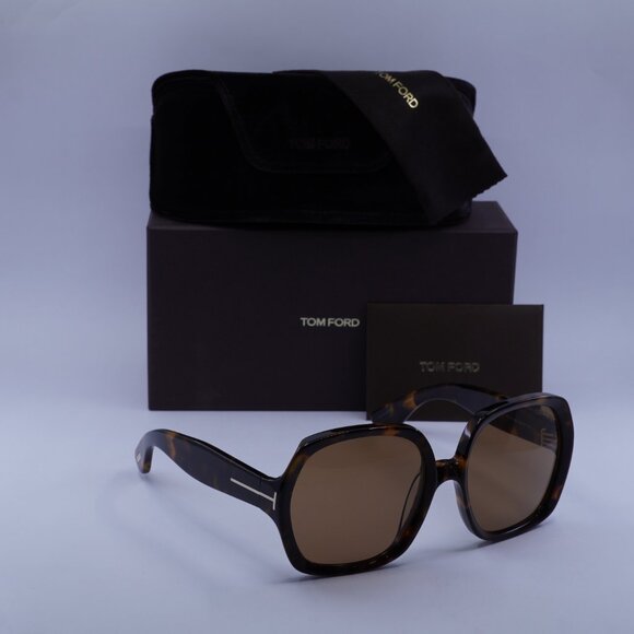 Tom Ford FT1221 52E Saffron Square Sunglasses - Dark Havana\Brown - Picture 5 of 10